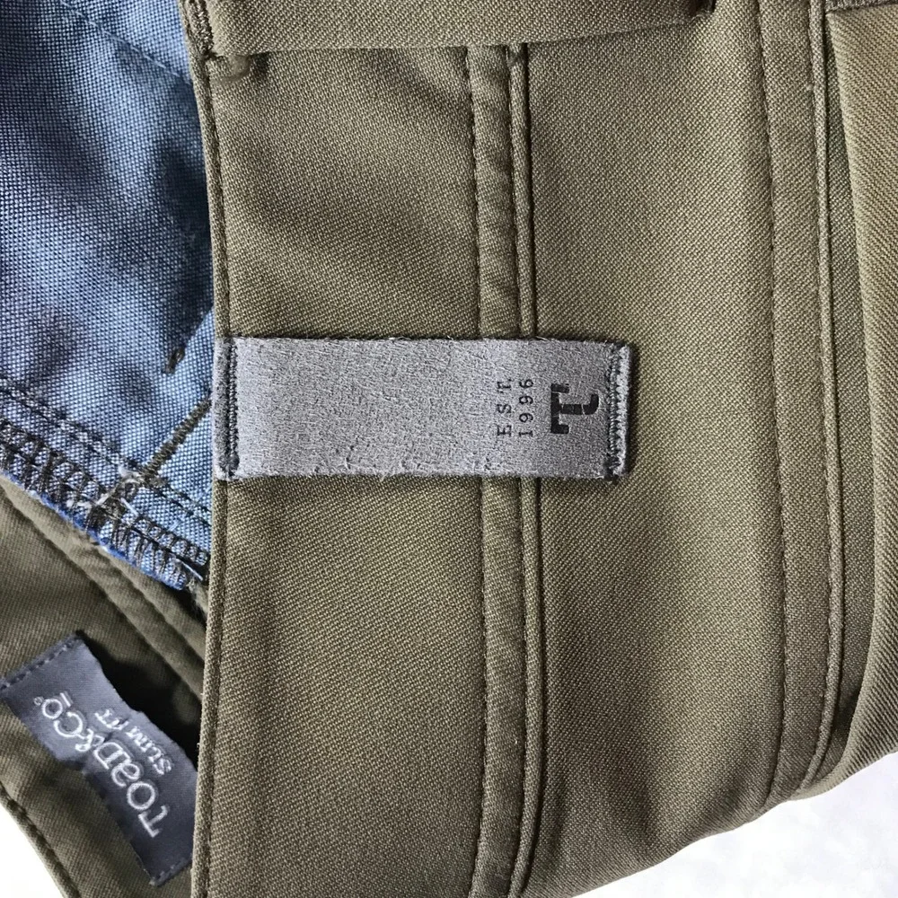 Toad&Co Mens Slim Fit Mission Ridge Pants Dark Olive Green Nylon Stretch 33
